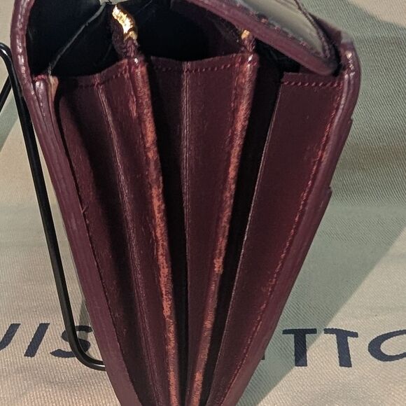 Louis Vuitton Burgundy Embossed Clutch with Chain - Picture 8 of 12